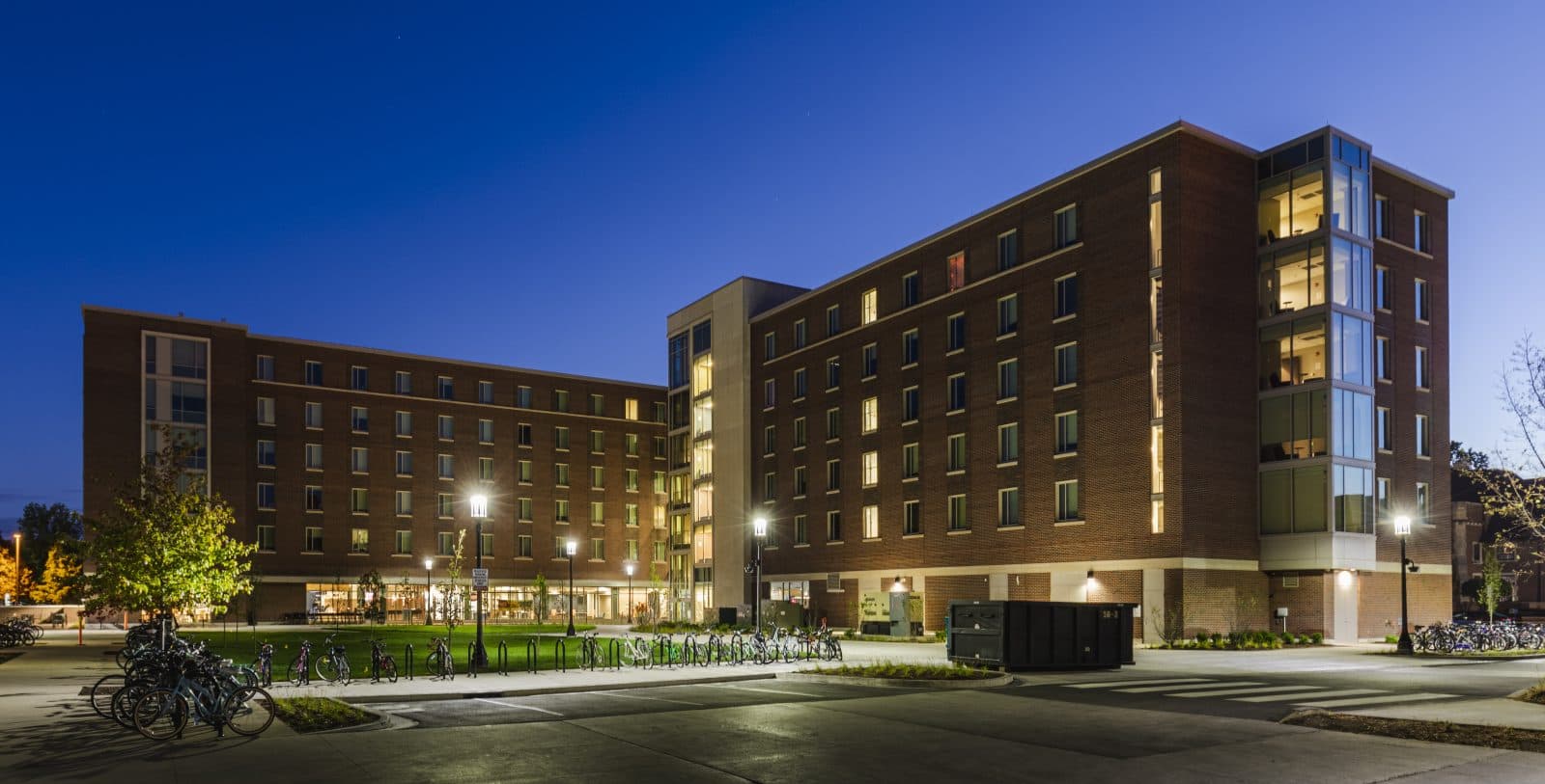 Exterior view of student housing building