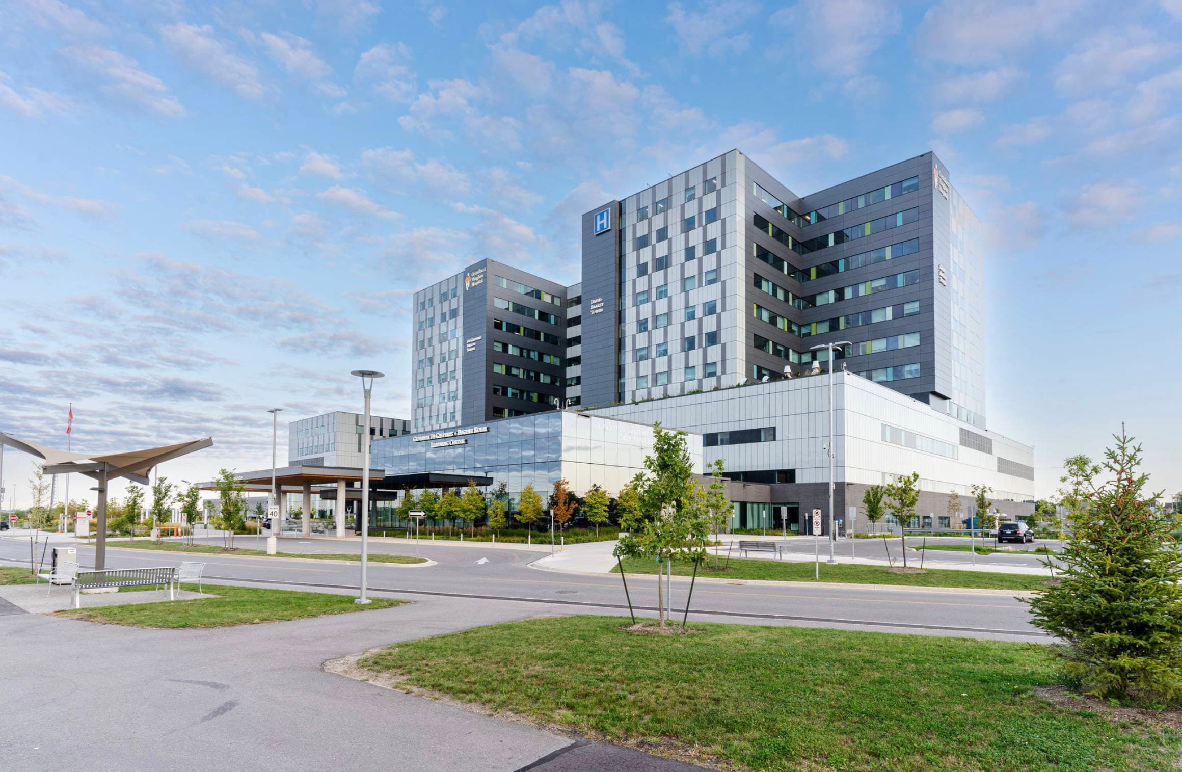 Exterior front entrance to the Cortellucci Vaughan Hospital