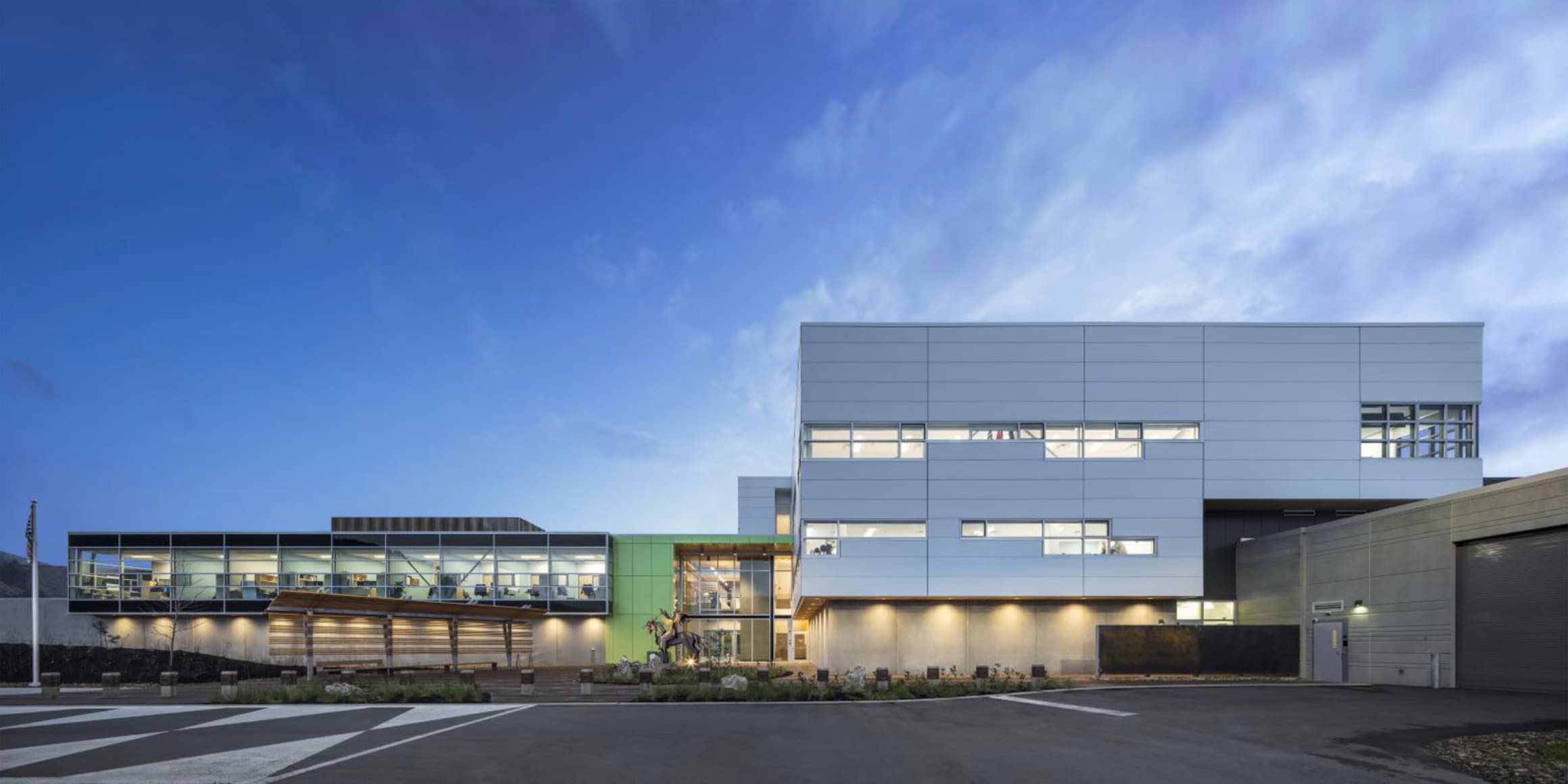 Exterior view of the front entrance to the Okanagan Correctional Centre