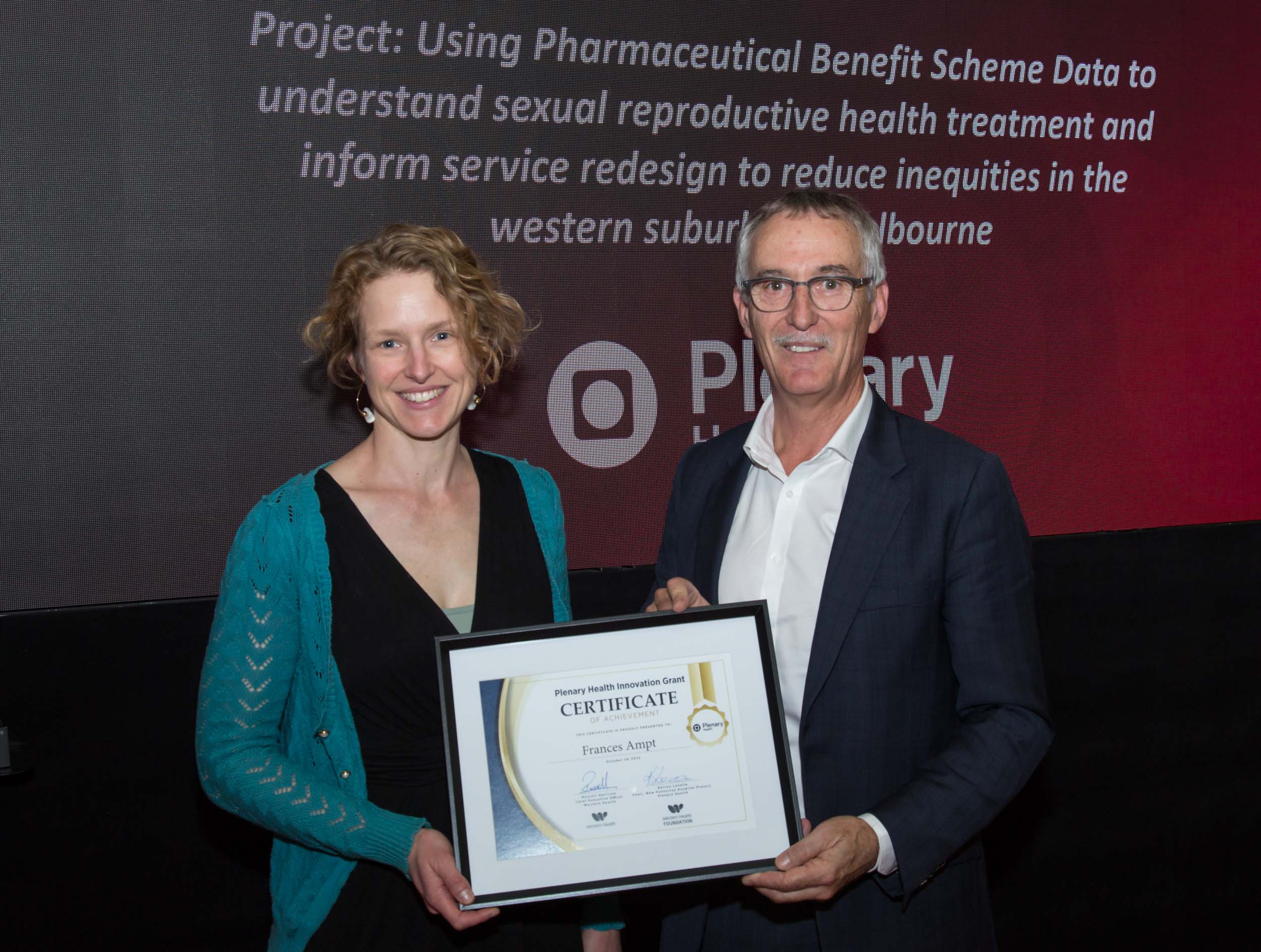 Frances Ampt, , Lead Epidemiologist at the Western Public Health Unit, and Kelvyn Lavelle, New Footscray Hospital Project Chair