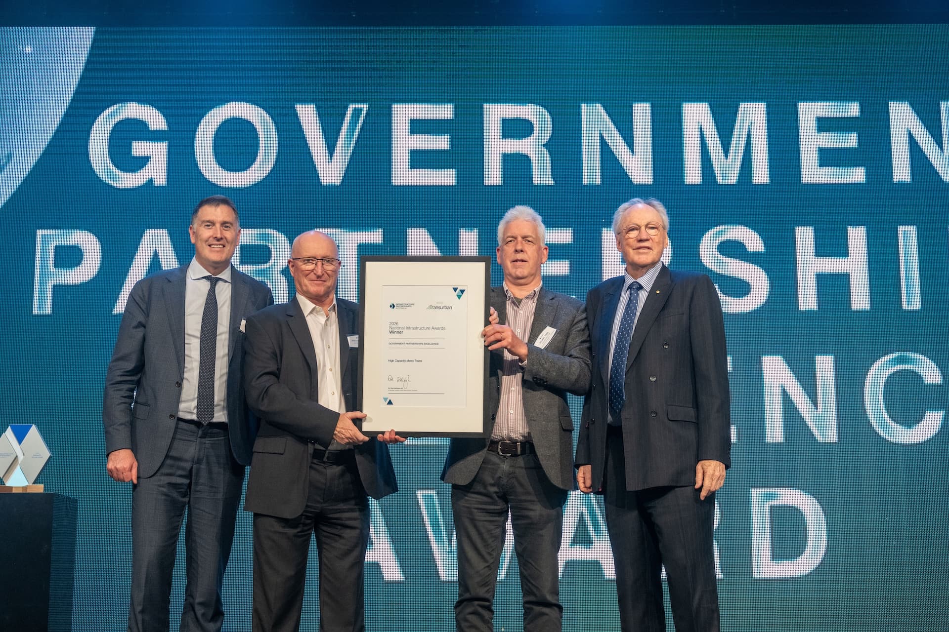 High Capacity Metro Trains winning the Government Partnerships Excellence Award